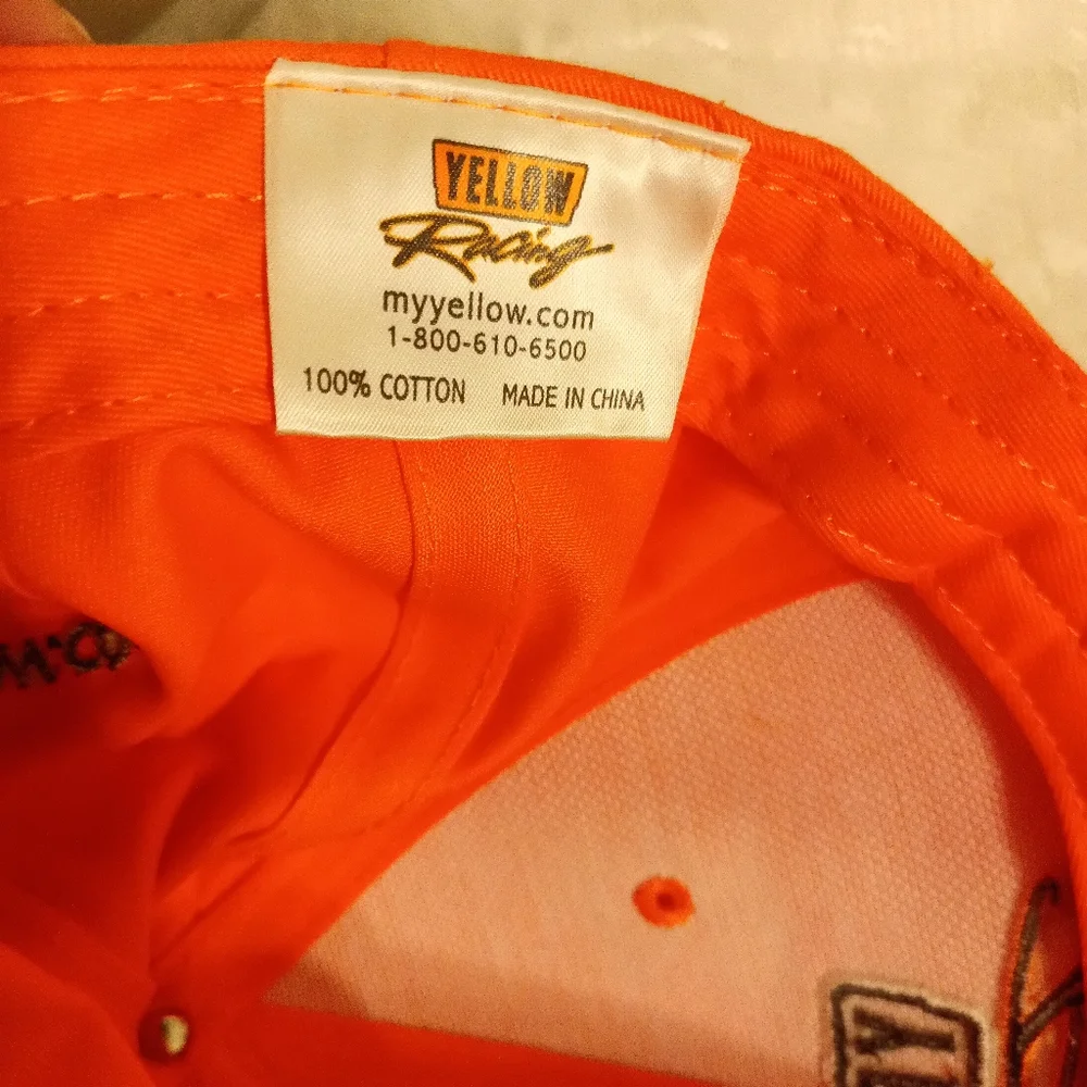 YELLOW Nascar racing orange and black hat
